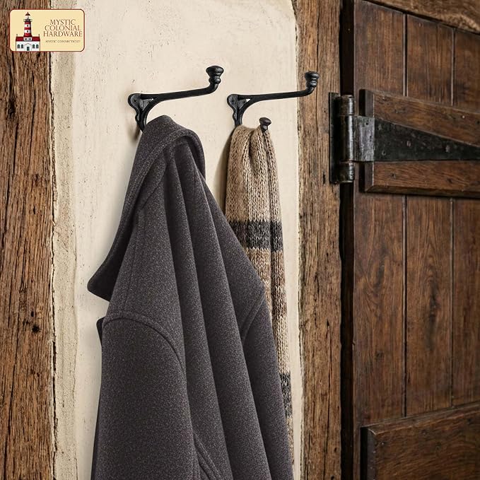 Mystic Colonial Rustic Cast Iron Wall Hooks Heavy Duty Retro Utility Hooks - Image 3