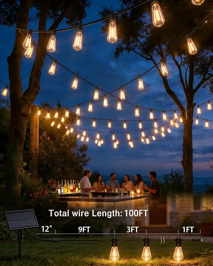 TW SHINE 100 FT Solar String Lights Outdoor, 31+2 LED Waterproof Shatterproof - Image 5