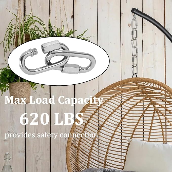 Locking Carabiner Clips, Stainless Steel Spring Snap Hook Locking Carabiner - Image 3