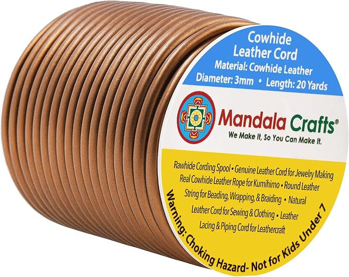 Mandala Crafts Round Genuine Bronze Leather Cord by MandalaCrafts