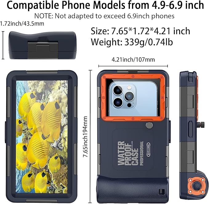 Underwater Phone Case for Snorkeling, Professional Deep Diving Waterproof Phone - Image 3