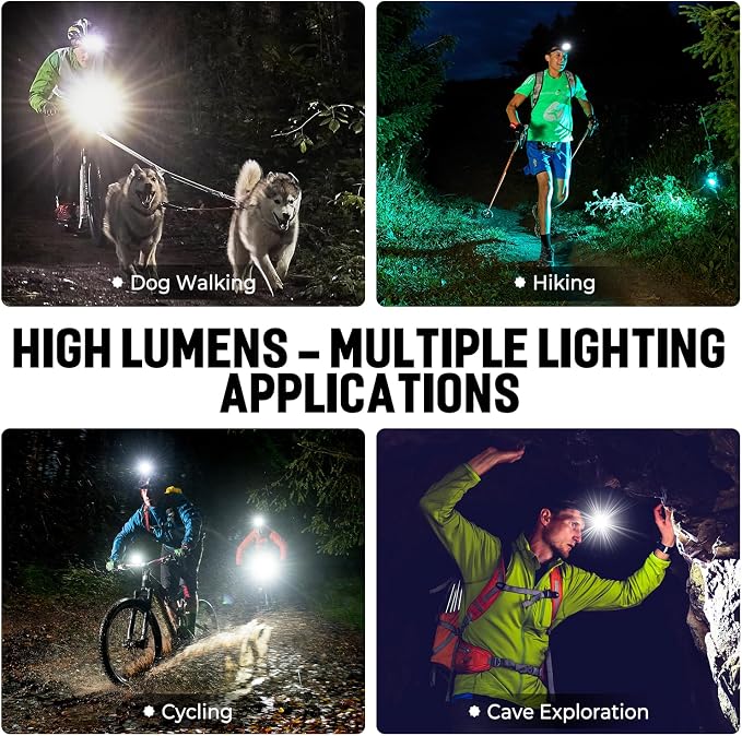 LED Rechargeable Headlamp 2 Pack, 000 Lumens Head Lamps Super Bright Long - Image 9
