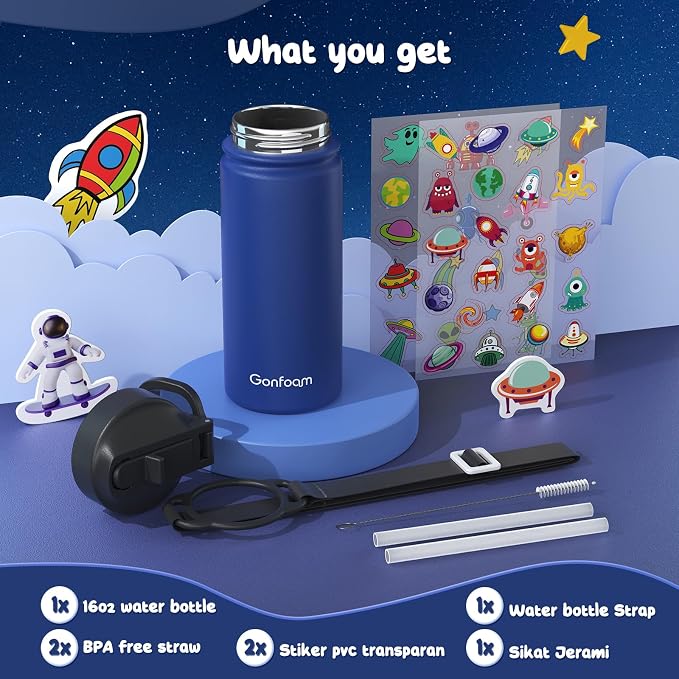 Kids Water Bottle, 16oz Kids Water Bottle - Image 4
