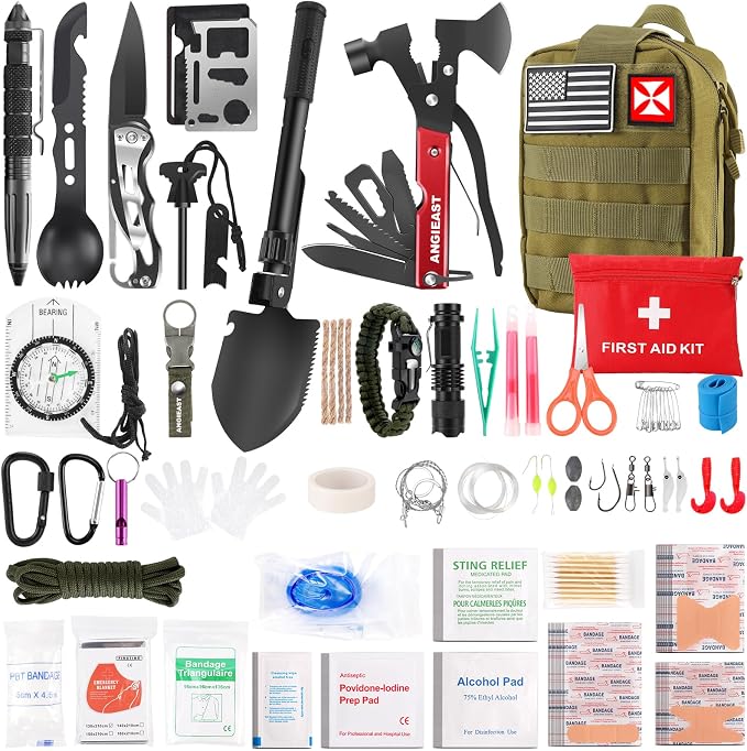 Survival Kit 256 in 1, First Aid Kit Survival Gear Tools Trauma Kit by Angieast