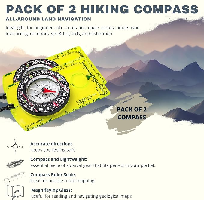 Trekker's Compass Crew Orienteering Compass, Magnetic Navigation Set - Image 3