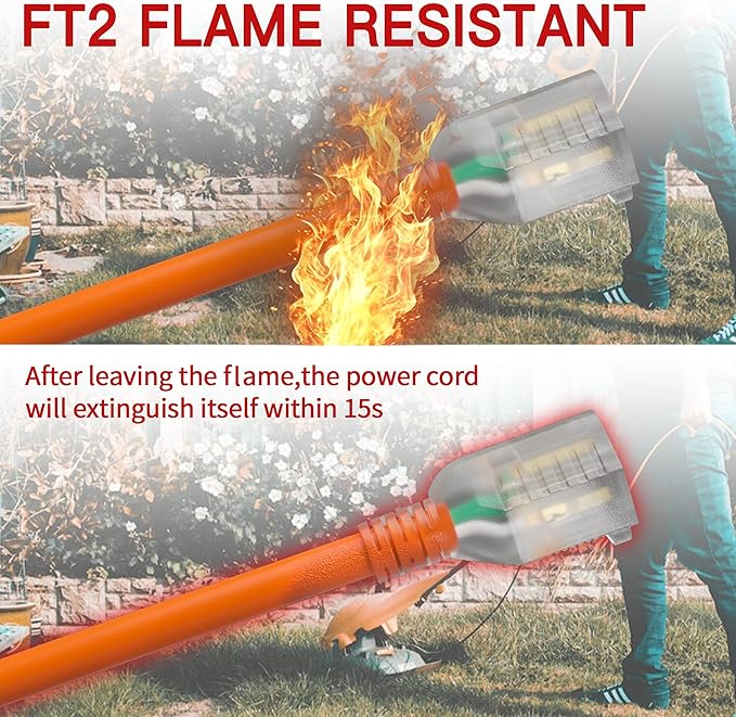 100 FT 14/3 Extension Cord Outdoor, Heavy Duty Weatherproof & Flame Retardant - Image 3