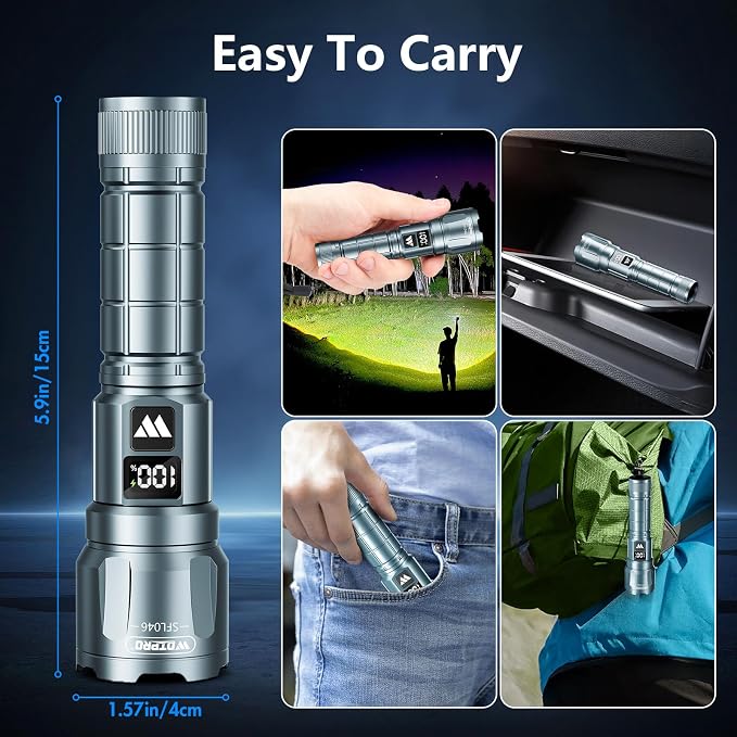 WdtPro LED Rechargeable Flashlight 2 Pack, Super Bright Zoomable 6000 Lumens - Image 6
