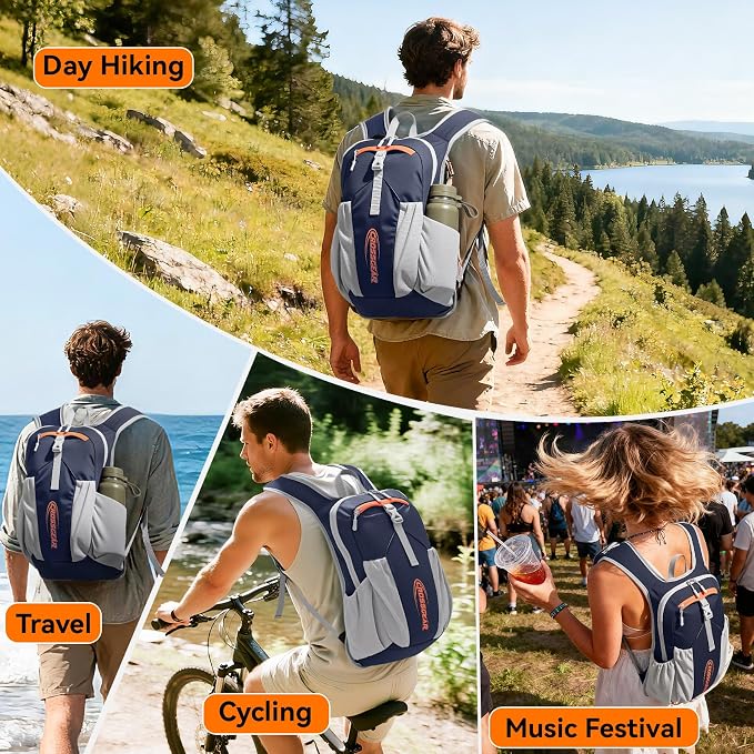16L Small Hiking Backpack, CROSSGEAR Lightweight Waterproof Foldable Backpack - Image 9