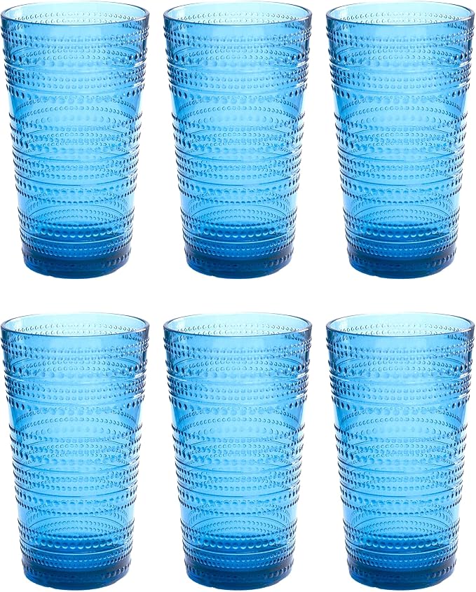 Beaded 16 oz Durable Acrylic Jumbo Drinking Glasses, Shatter-Resistant and by AbodeHomewares-TheDesignDestinationforTabletopDrinkwareKitchenandPet