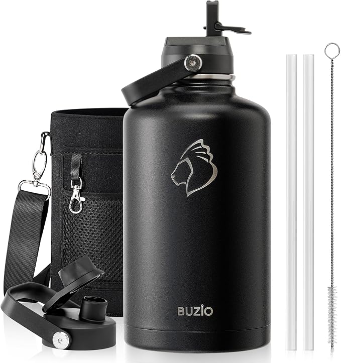 BUZIO Vacuum Insulated Stainless Steel Water Bottle 87oz Half Gallon BPA Free by BUZIO
