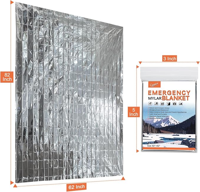 4 Pack -Large 82” x 62” Survival Emergency Mylar Thermal Blankets, Thermal - Image 3