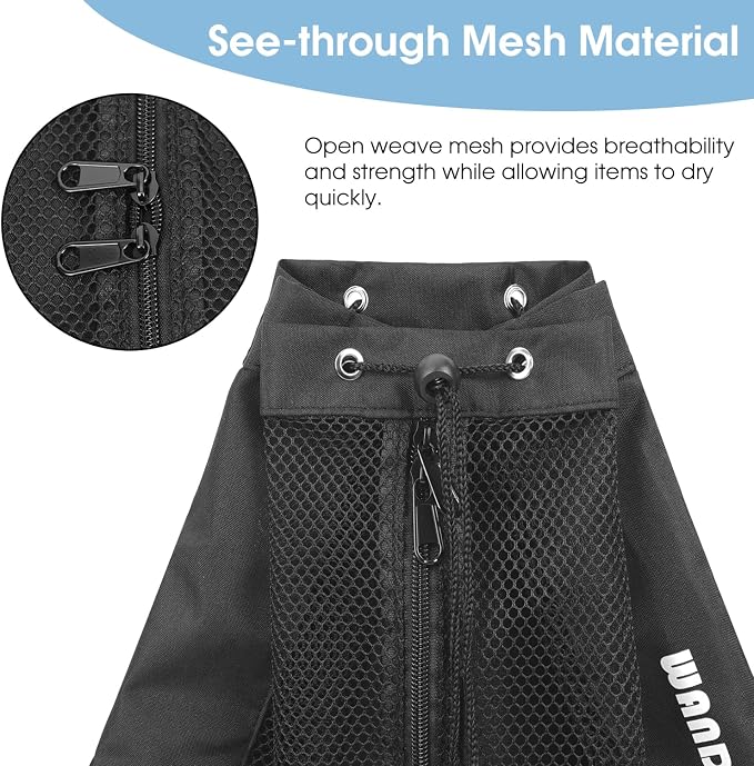 WANDF Swim Bag Mesh Drawstring Backpack Beach Backpack - Image 5