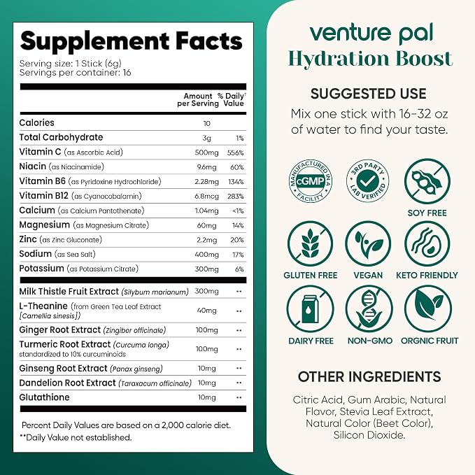 Venture Pal Hydration Packets + Liver Support- Liquid Daily IV Electrolyte - Image 8