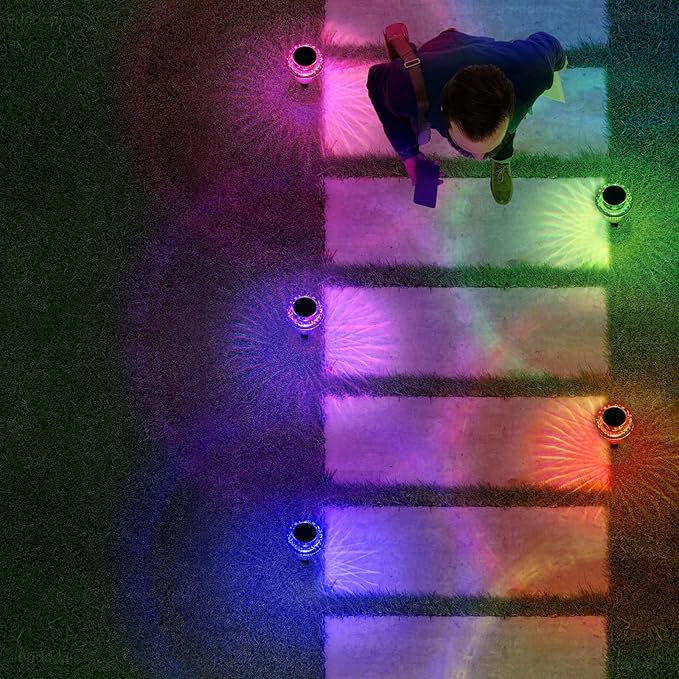 Priddop Solar Lights Outdoor Pathway Waterproof 8 Pack Color Changing LED - Image 6