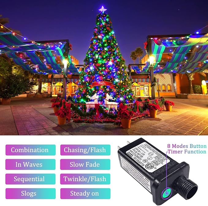 JMEXSUSS 300 LED Christmas Lights Outdoor Waterproof, 8 Modes Twinkle Fairy - Image 3