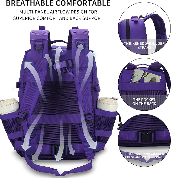 Sparklekle Military Tactical Backpack 45L 3 Day Assault Pack Waterproof Molle - Image 3