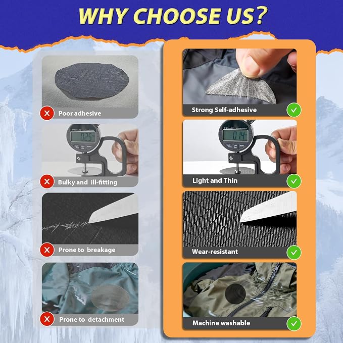 Down Jacket Repair Patch Kit, Outdoor Gear Tenacious Repair Tape, Self Adhesive - Image 4