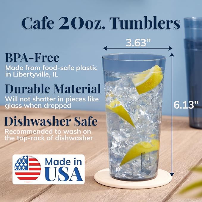 US Acrylic Cafe Plastic Reusable Tumblers 20-ounce Water Cups in Grey | Value - Image 2