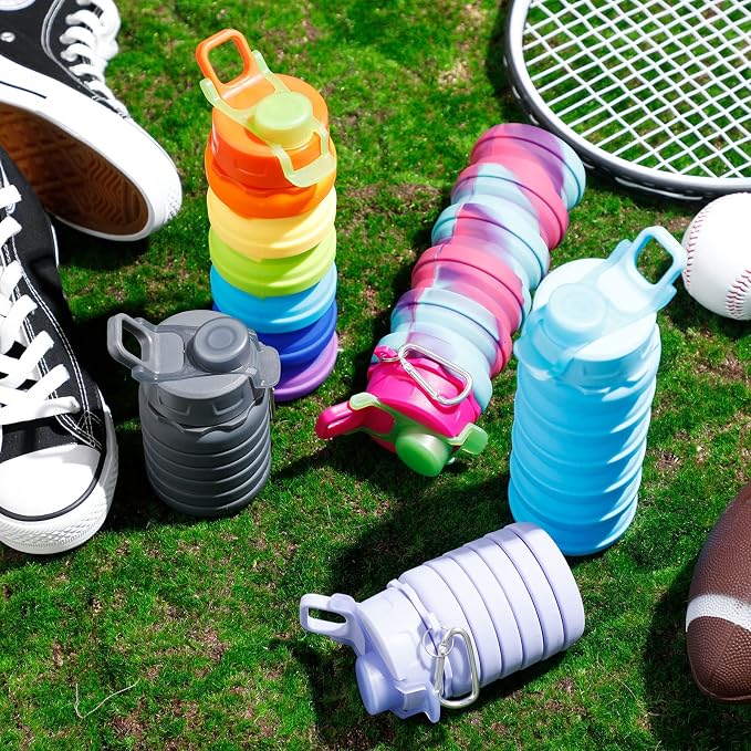 8 Pcs Collapsible Water Bottles Silicone Travel 16 oz Reusable Leakproof - Image 7