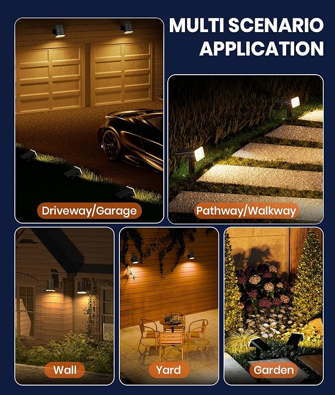 2-Pack Solar Lights Outdoor Waterproof IP67, 3 Color Modes - Image 6