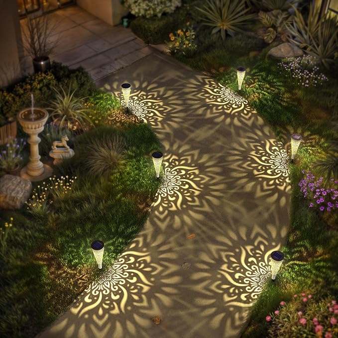 gardencave 6 Pack Solar Lights Outdoor Garden Decorative Mandala Solar Garden - Image 2