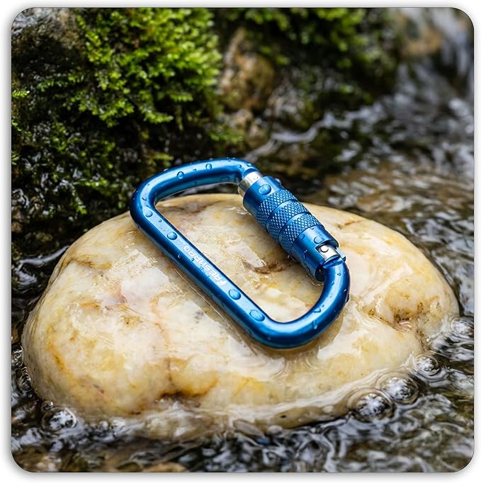 FresKaro 3inch 12kN-2698lbs Auto Locking Carabiner Clips, Solid D Shape - Image 7