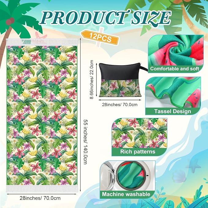 Peryiter 24 Pack Microfiber Oversize Turkish Beach Towel Set 12 Large Absorbent - Image 2