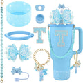 9PCS Blue for Stanley Cup Accessories Set Bling Initials Bow Charms for Stanley by Unknown