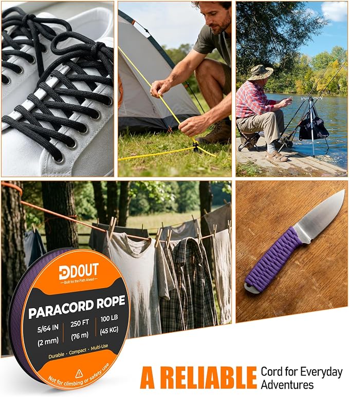 DDOUT 2mm Paracord 100lb, Thin Micro Paracord Rope, DIY Projects, Camping & - Image 4