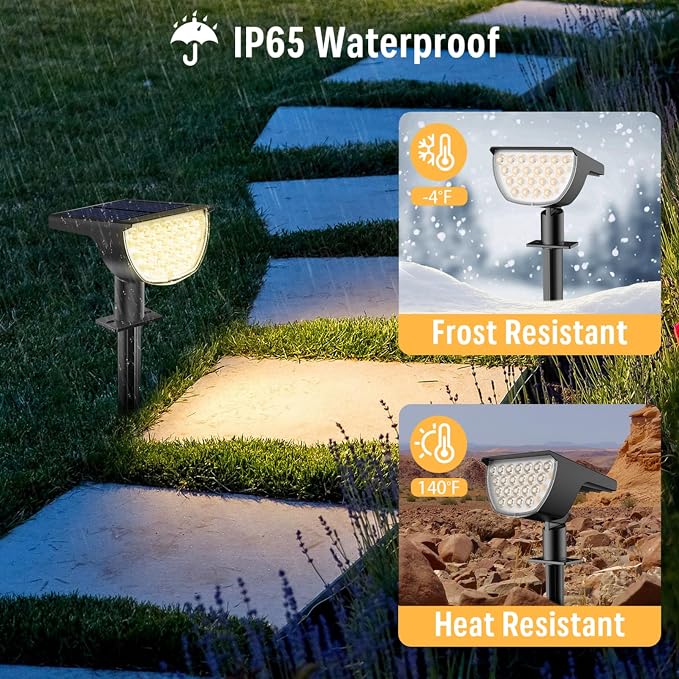 GKGG Solar Lights Outdoor Waterproof IP65, Solar Powered 76 LED 3 Lighting - Image 3