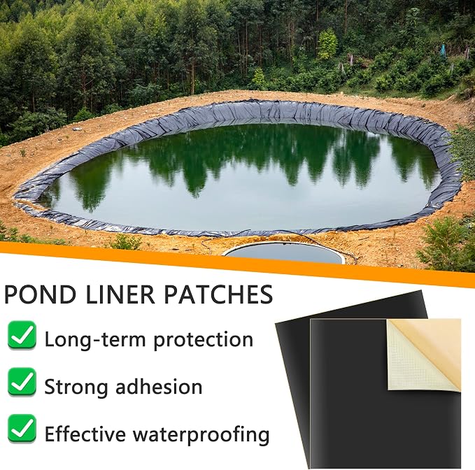 Adnee 2 Pcs Pond Liner Repair Patch-8 x 8 Inches Self-Adhesive EPDM Liner - Image 7