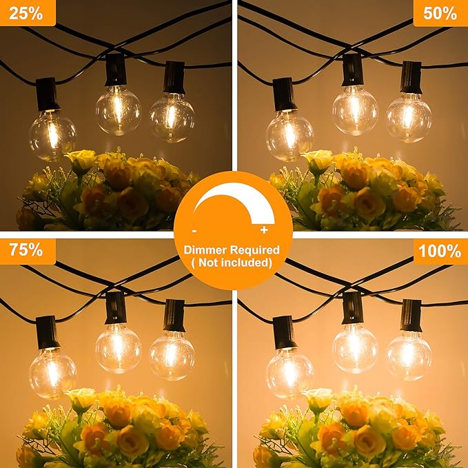 Bosceos 100FT 104 Bulbs G40 LED Globe String Lights, Dimmable Waterproof - Image 5