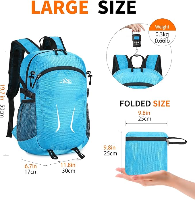 Small Hiking Backpack 35L Travel Lightweight Hiking Packable Daypack - Image 4