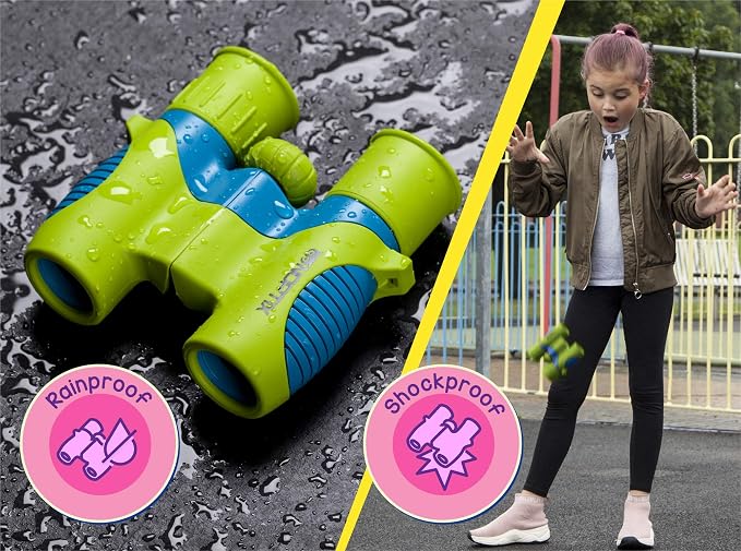 Binoculars for Kids, Girls or Boys Real Kids Binoculars in Vibrant Green Blue - Image 5