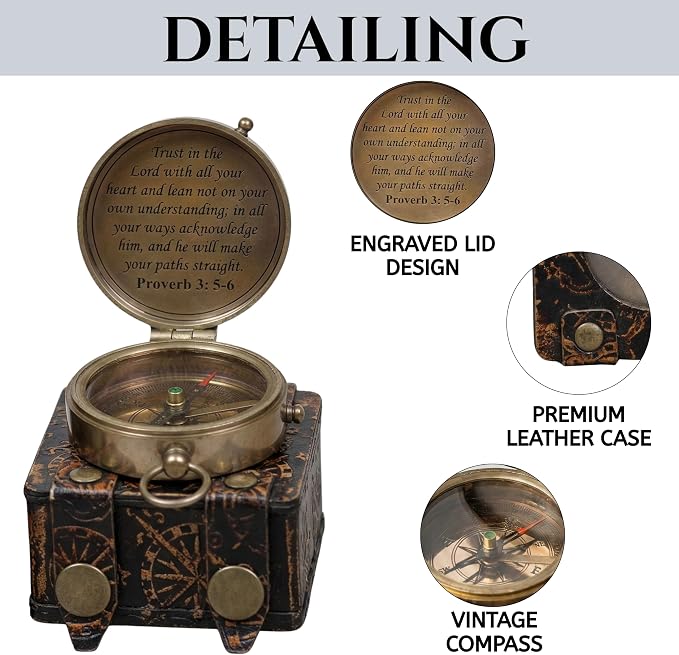 Handmade Brass Antique Compass - Image 4