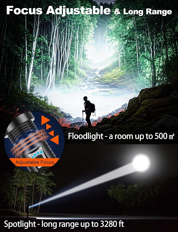 PHIXTON Rechargeable Flashlights High Lumens 10000 Super Bright Long Range - Image 3