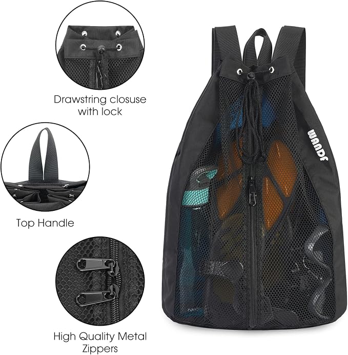 WANDF Swim Bag Mesh Drawstring Backpack Beach Backpack - Image 6