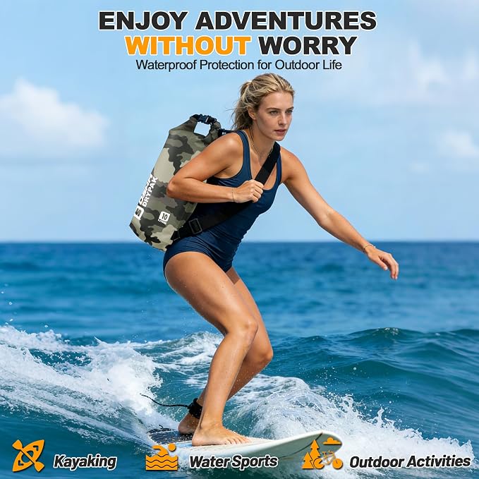 Waterproof Dry Bag, 5L/10L/20L/30L/40L Roll Top Lightweight Storage Backpack - Image 7