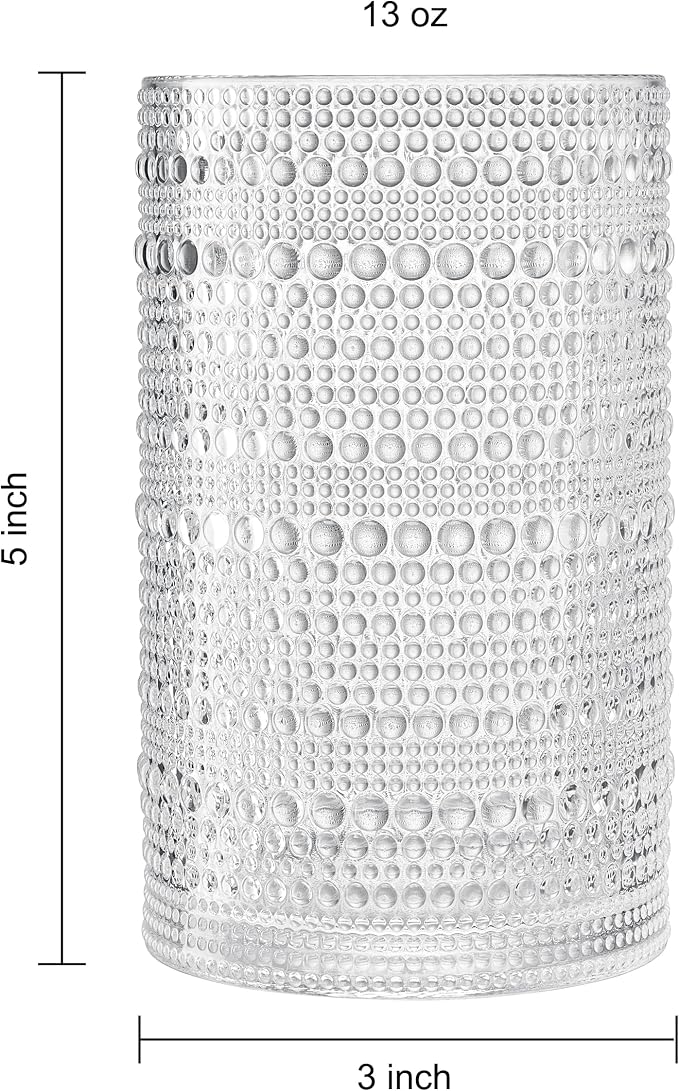 Khen Plastic Hobnail Drinking Glasses Set of 12 Clear Color Cups 6x 10oz - Image 5