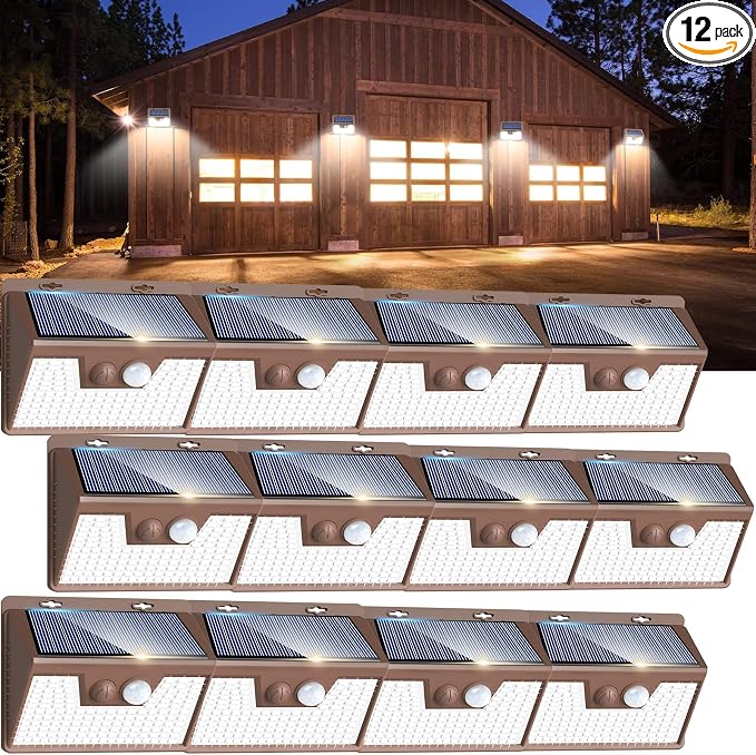 Peasur Solar Lights Outdoor Waterproof, 3 Lighting Modes Solar Motion Sensor by Peasur