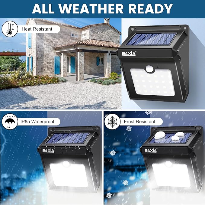 BAXIA TECHNOLOGY Solar Outdoor Lights Wireless Security Motion Sensor Solar - Image 6