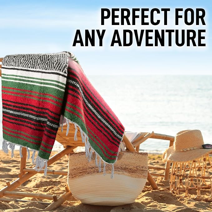 Hydration Nation Authentic Large Handwoven Mexican Blanket - Image 6