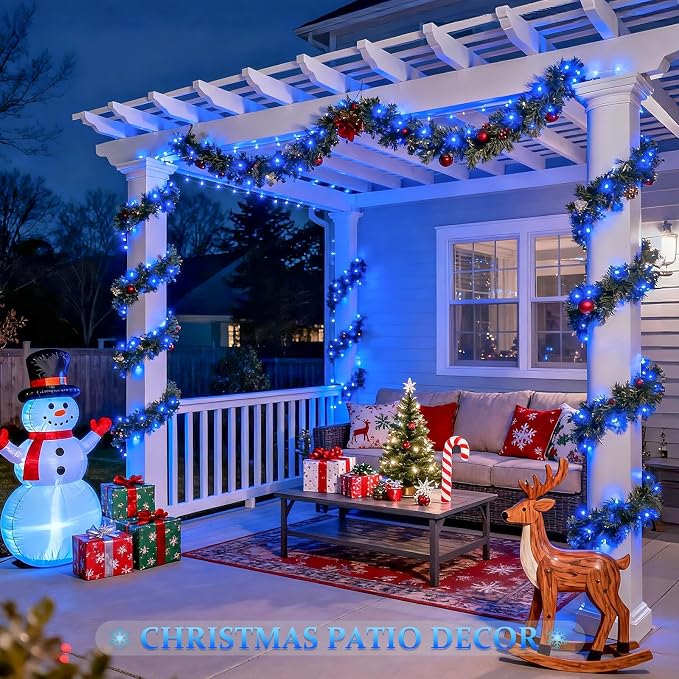 JMEXSUSS 2 Pack Blue Solar String Lights Outdoor Waterproof, Each 33ft 100 LED - Image 3