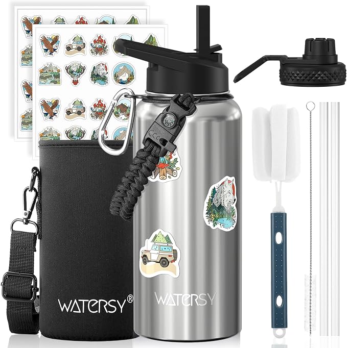 32oz Insulated Water Bottle, BPA Free&Leak Proof, Stainless Steel Water Flask by Watersy