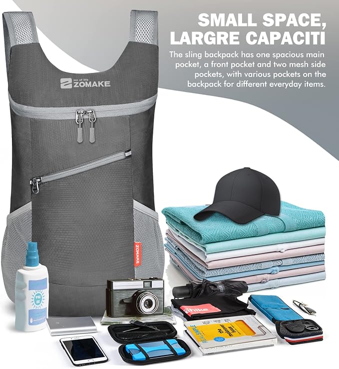 ZOMAKE Lightweight Packable Backpack, Foldable Backpacks Small Daypack - Image 3