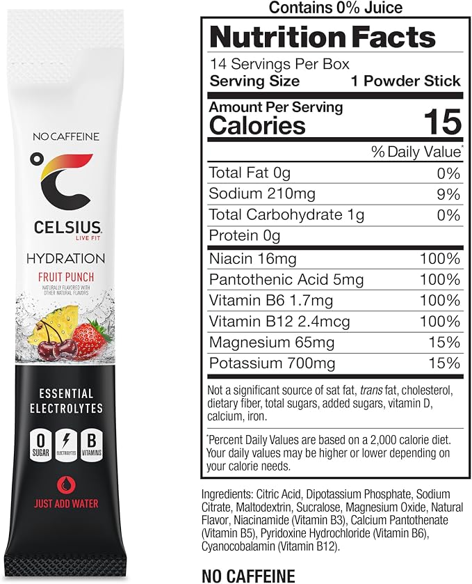 CELSIUS Hydration™ Fruit Punch, Sugar Free Electrolyte Hydration Drink Mix - Image 3