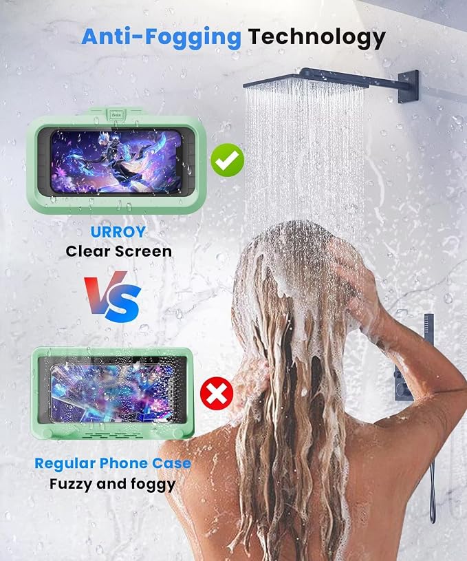URROY Shower Phone Holder Waterproof One-Touch Open Shower Phone Case Anti-Fog - Image 3