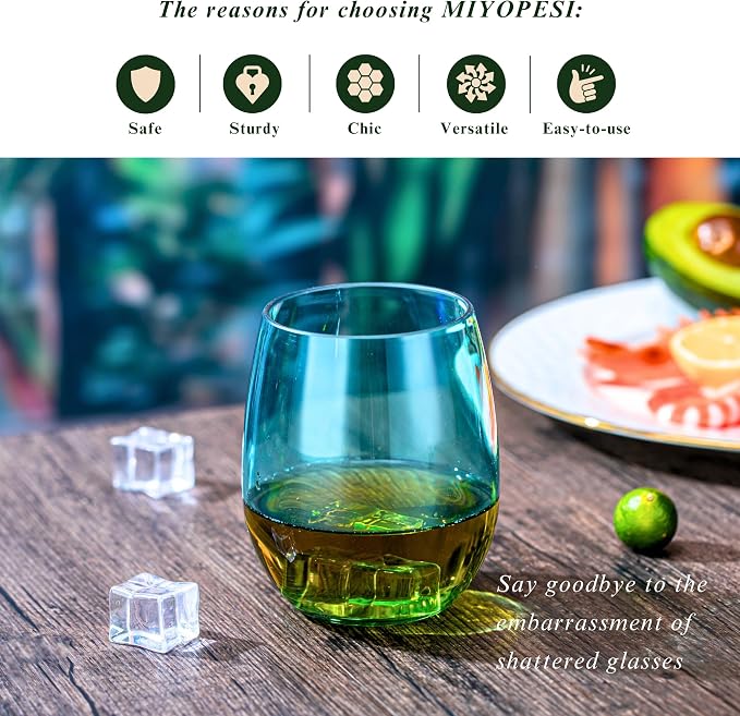 18oz Colorful Stemless Wines Cups, Shatter-Proof Acrylic Glasses Drinkware - Image 2
