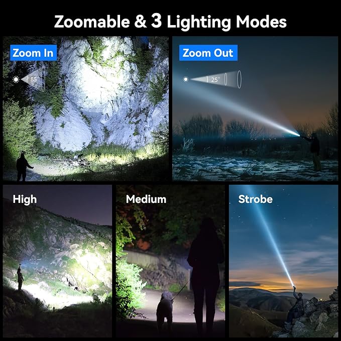 LETMY Rechargeable Flashlights High Lumens, 2 Pack 2000 Lumens Super Bright LED - Image 4