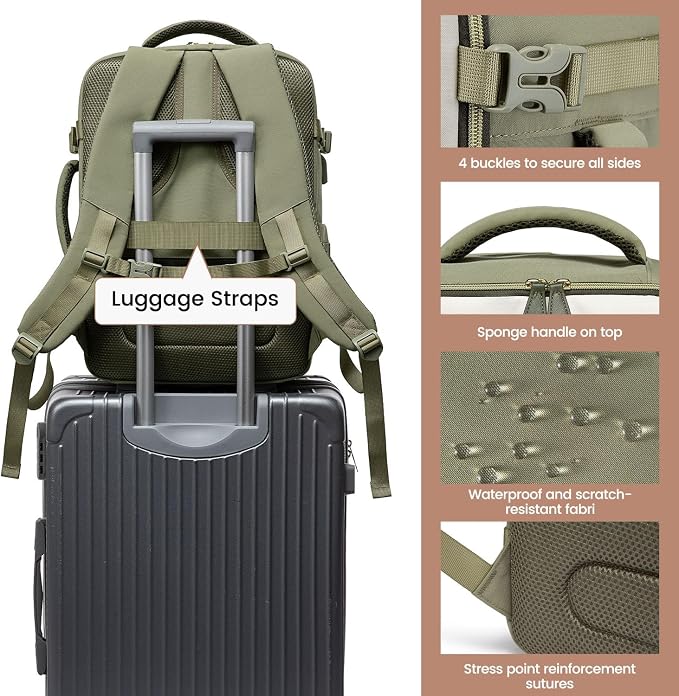 LOVEVOOK 50L Travel Backpack Carry On Airline Approved, Large Backpack - Image 5